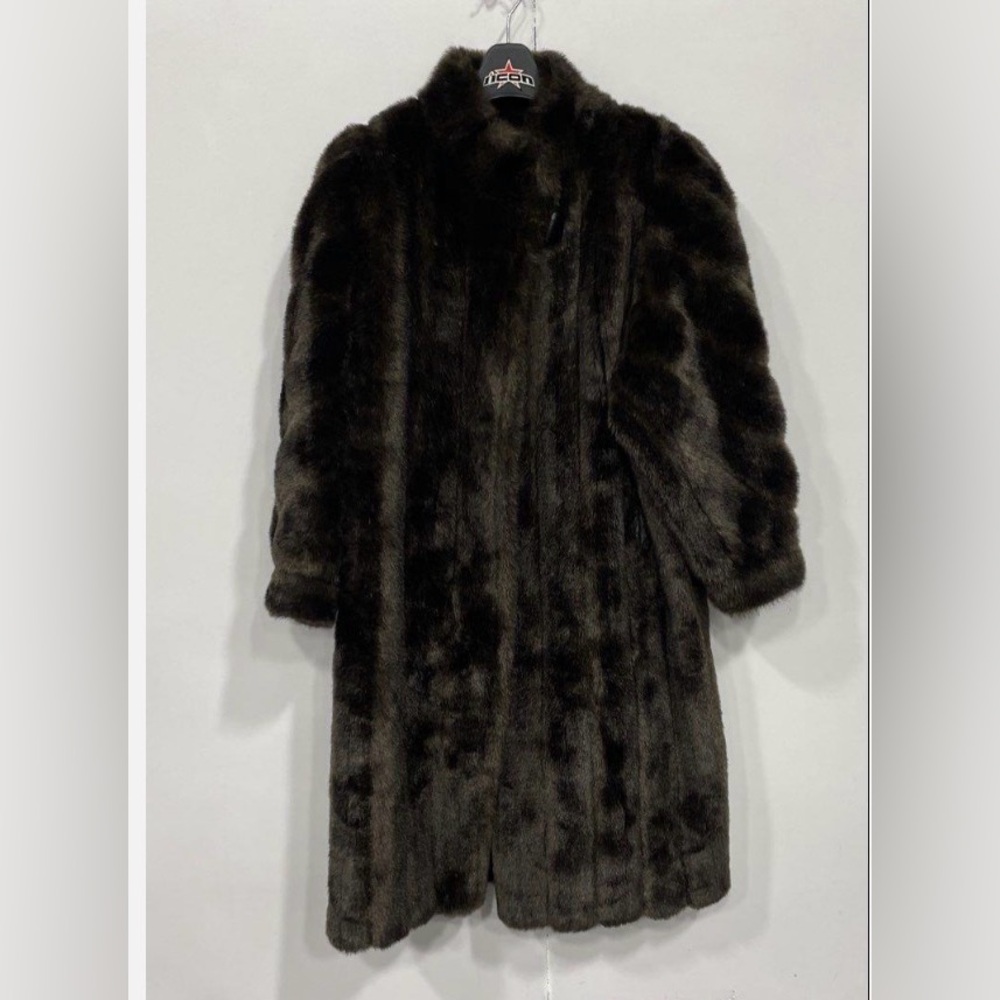Warm Pre Loved Elegant Long Brown Faux Fur Coat